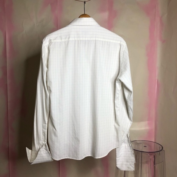 YSL Embroidered Logo Plaid Window Pane French Cuff - Picture 4 of 6